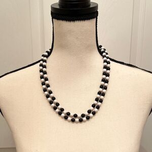 Vintage double strand black & white 22” beads.